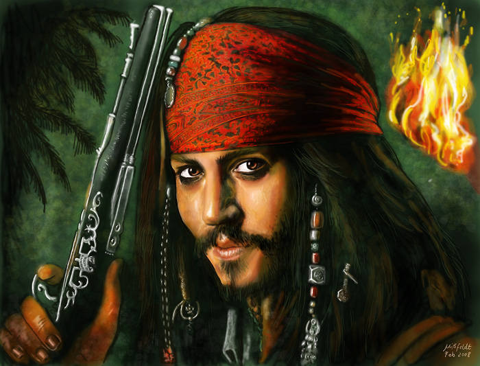 a drawing of jack sparrow johnny depp. Tags: Johnny Depp as Jack