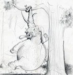 : Cartoon: fat elephant hanging