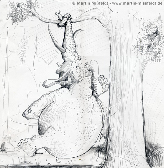 Cartoon: fat elephant hanging