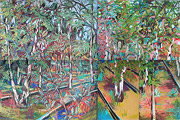 Oilpaintings of trees and railroads