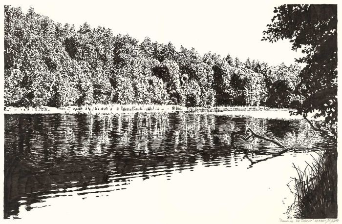 Lake Gamen near Deeplake (ink drawing)