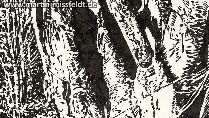 Tree in Lobetal (Brush Pen Drawing) (Detail 1)