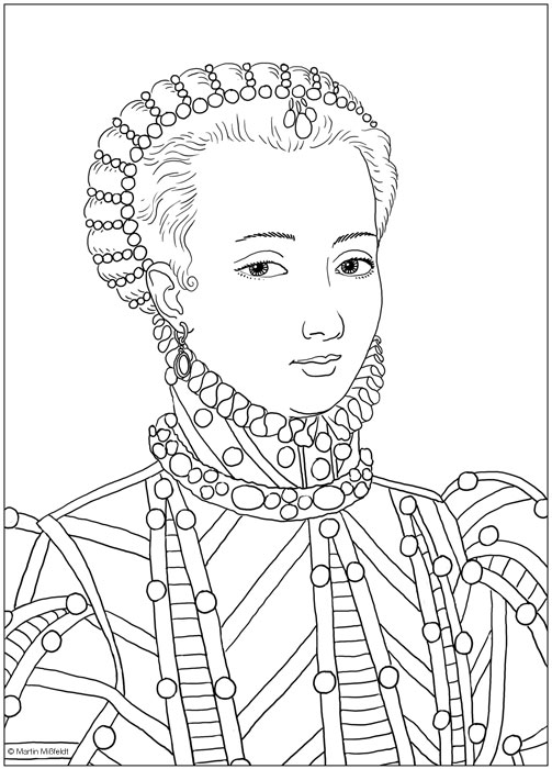 Coloring Model of a historical girl (Marie Antoinette)