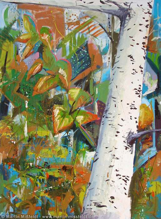 Nice Oil-painting: Birch in autumn 89