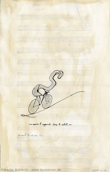 Riding with bicycle – after Marcel Duchamp