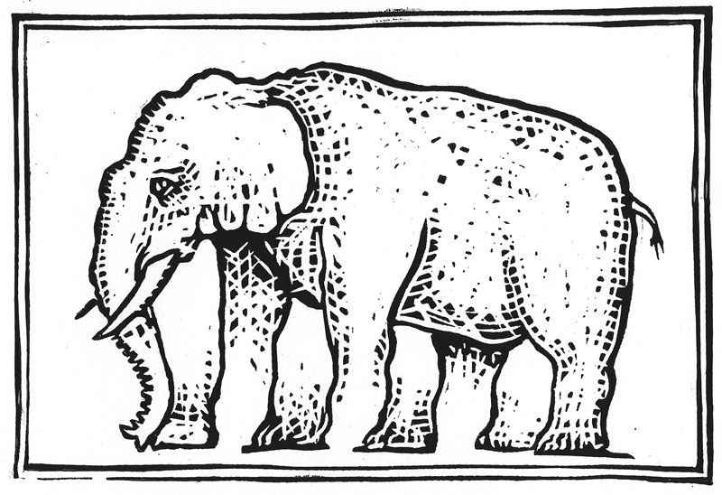 Linocut Elephant