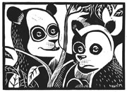 : Linocut Panda Bear