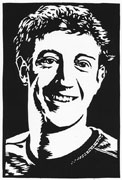 : Mark Zuckerberg (linocut)