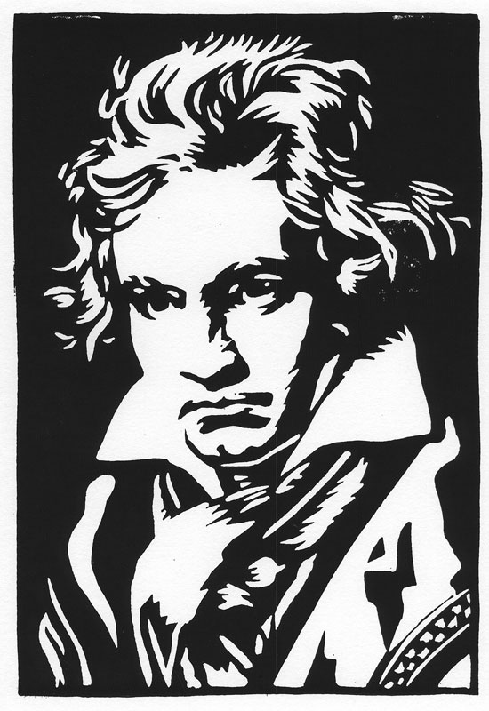 Ludwig van Beethoven Print (linocut)