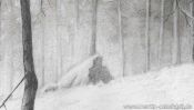 Drawing winter landscape forest (Detail 2)