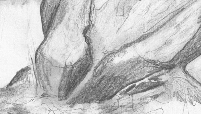 Hill grave pencil drawing (Detail 1)