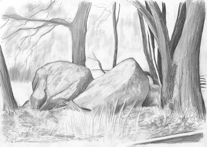 Hill grave pencil drawing