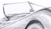 Jaguar XK 120 pencil drawing (Detail 2)