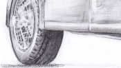 Jaguar XK 120 pencil drawing (Detail 3)