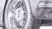 Jaguar XK 120 pencil drawing (Detail 4)