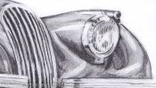 Jaguar XK 120 pencil drawing (Detail 5)