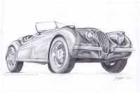 : Jaguar XK 120 pencil drawing
