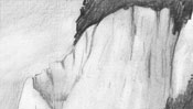 Pencil drawing: Chalk cliffs on the coast of Ruegen (Detail 4)