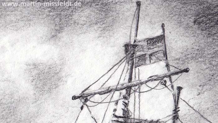 Sailing ship (pencil drawing) (Detail 1)