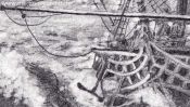 Sailing ship (pencil drawing) (Detail 3)