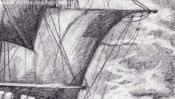 Sailing ship (pencil drawing) (Detail 5)