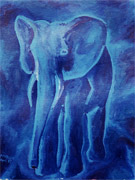 : Blue Elephant by night (Oilpainting)