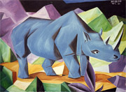 : Blue rhino (cubistic oilpainting)