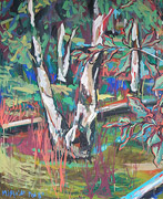 : painting: bole of a birch