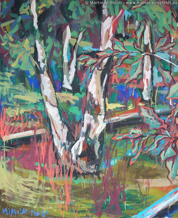 painting: bole of a birch