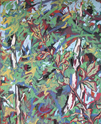 : painting: birch and leaves