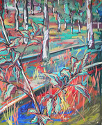 : painting: the birch between the railroad