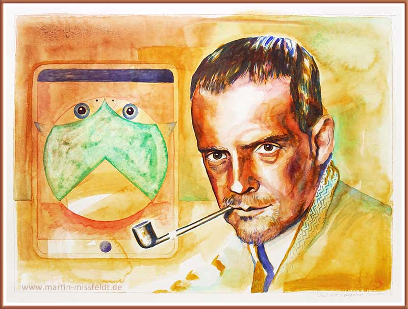 Watercolor portrait of Paul Klee