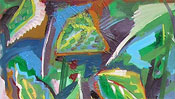Abstract painting with leaves (Detail 3)