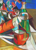 : Oilpainting bottles still-life