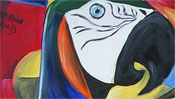 Cubistic parrots (oilpainting) (Detail 1)