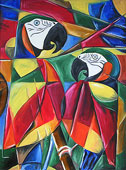 : Cubistic parrots (oilpainting)