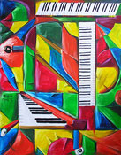: Oilpainting: piano picture (cubism)