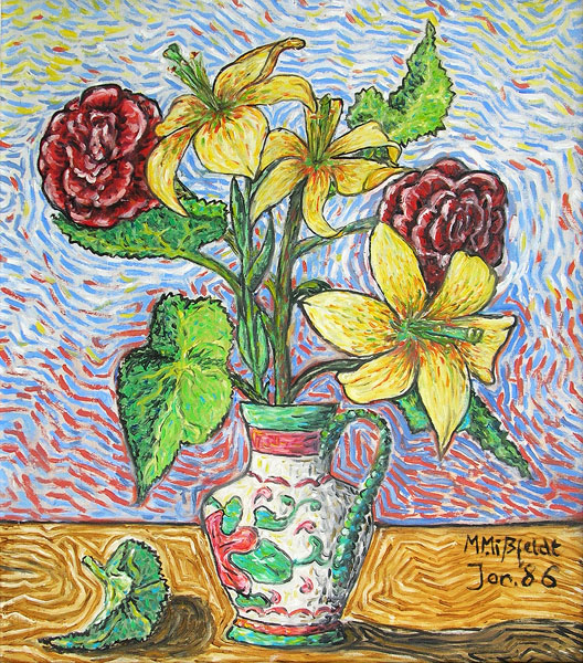 Oilpainting: vase of flowers