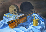 : Violin music oil painting