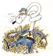 : Capitalist with cigar (cartoon)