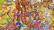 Elephant-head God together with lover