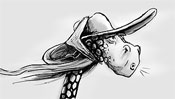 Beautiful giraffe woman with hat and veil