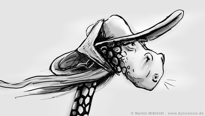 Beautiful giraffe woman with hat and veil