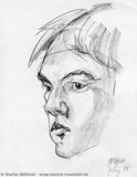 : Portrait sketch with charcoal