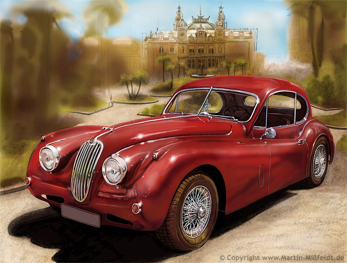 Jaguar XK 140 and Monaco Casino - speedart video