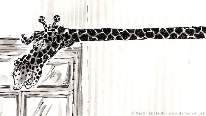 Giraffe as a hunting trophy in the living room