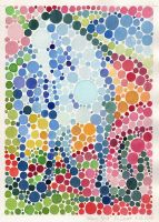 : Blue horse dot painting (watercolor)
