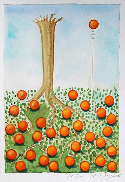 Apple up, near trunk