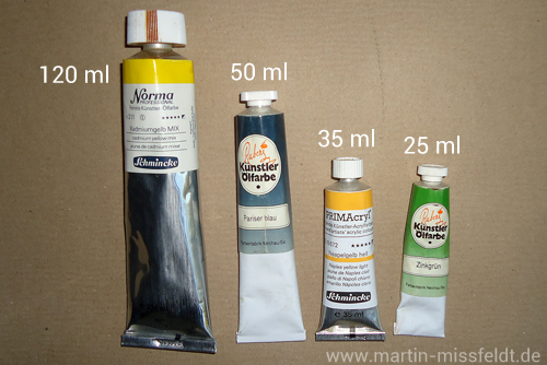 Tubes with oil paints