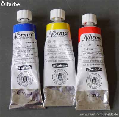 Oil paints - Tubes of red, yellow and blue